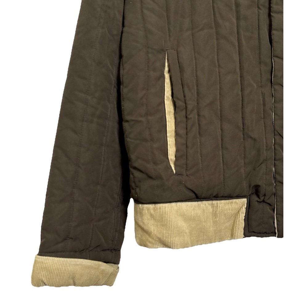 Vintage Fossil Brown Tan Bomber Corduroy Quilted Full Zip/Button Snap Jacket M - Picture 3 of 12